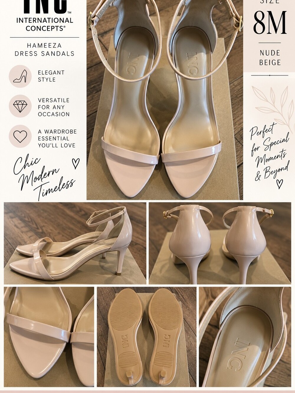 NWOB INC International Concepts Nude Beige Ankle-Strap Dress Heels